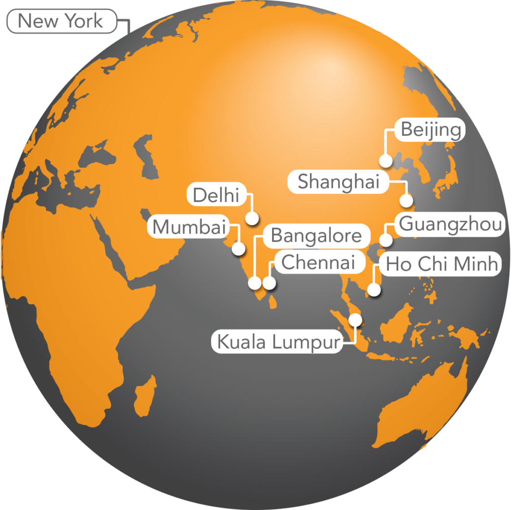 globe of where grok global has office locations in Asia